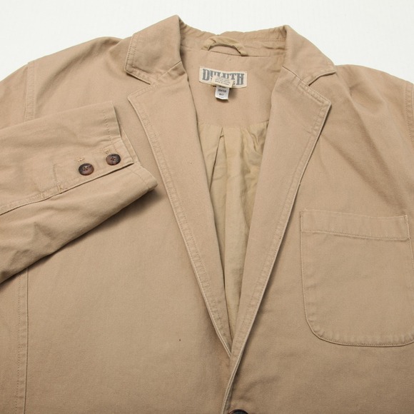 Duluth Trading Co Jackets & Blazers - Duluth Trading Co Blazer Jacket Mens Medium Tan Cotton Workwear Utility Pockets